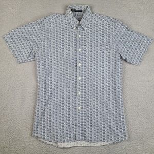Maui Trading Company Shirt Mens Medium Blue Gray Hawaiian Button‎ Up